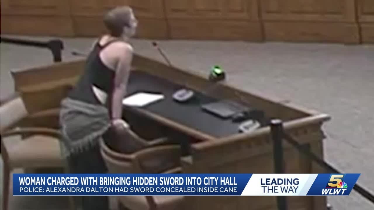 Woman arrested after bringing sword hidden inside cane to Cincinnati City Hall