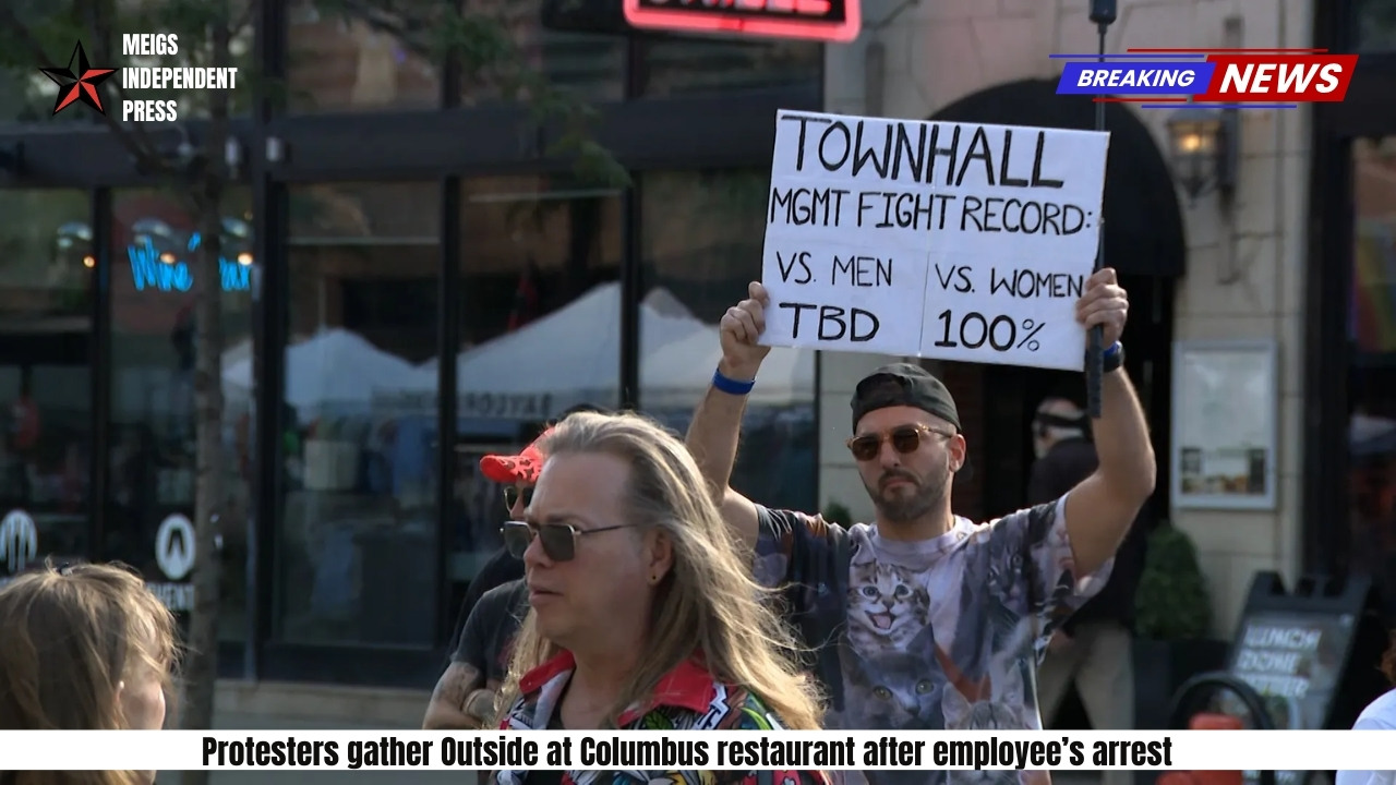 Protesters gather Outside at Columbus restaurant after employee’s arrest