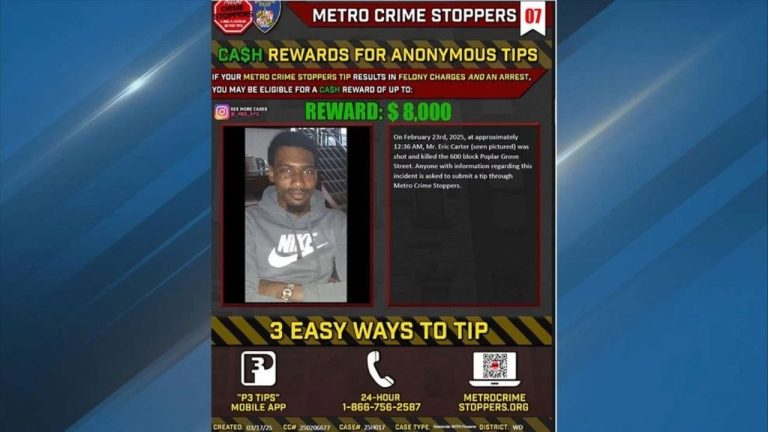 $8K reward offered for information on deadly shooting in west Baltimore