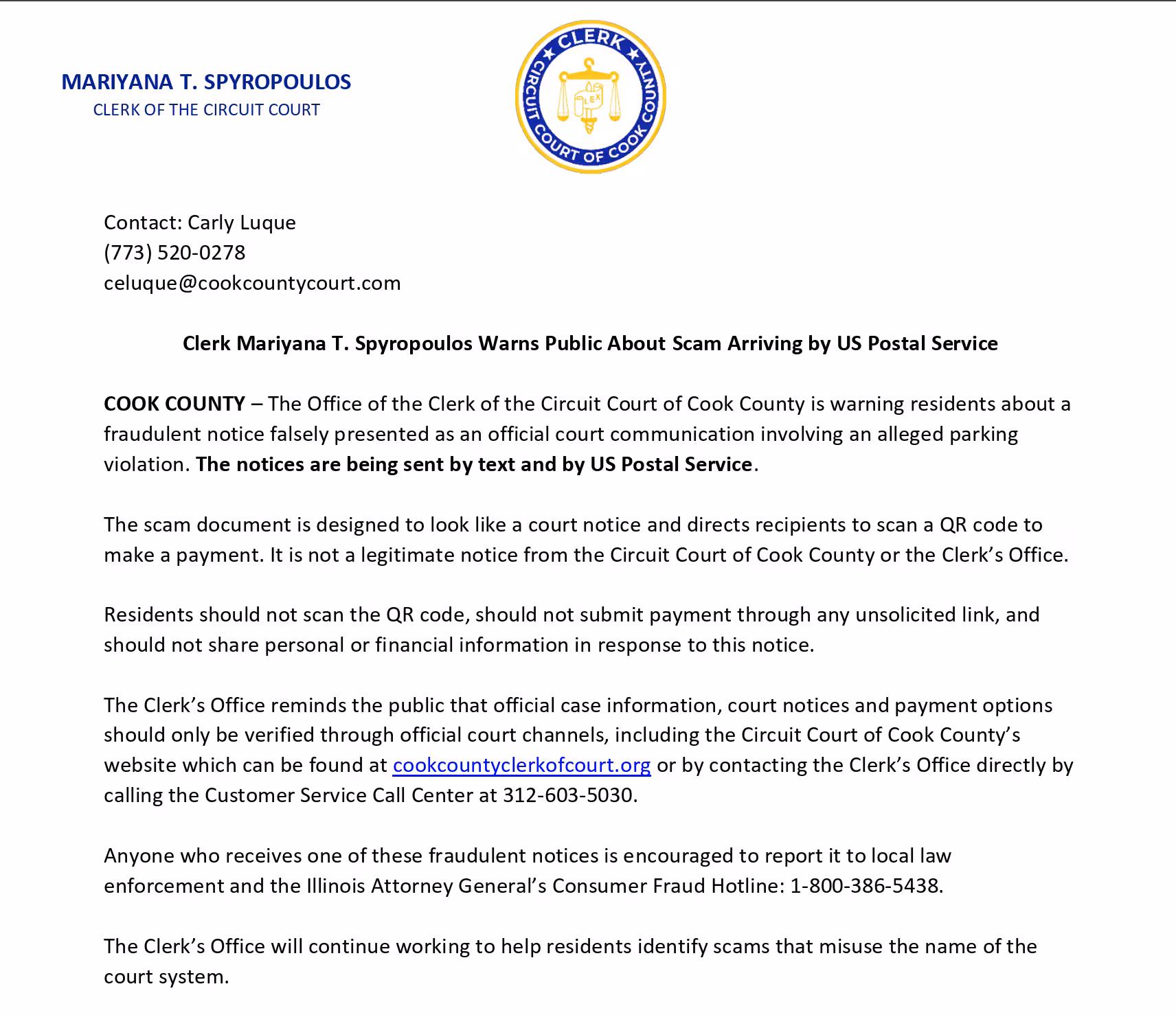  scam hearing notice.