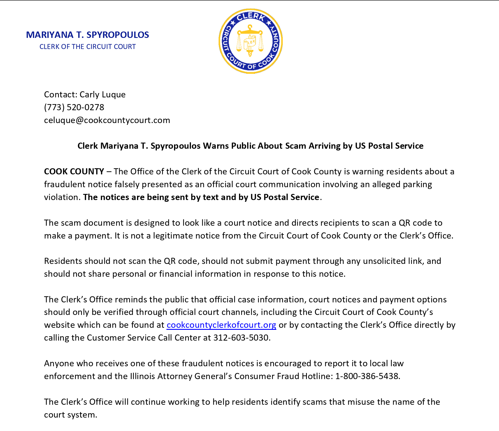  scam hearing notice.