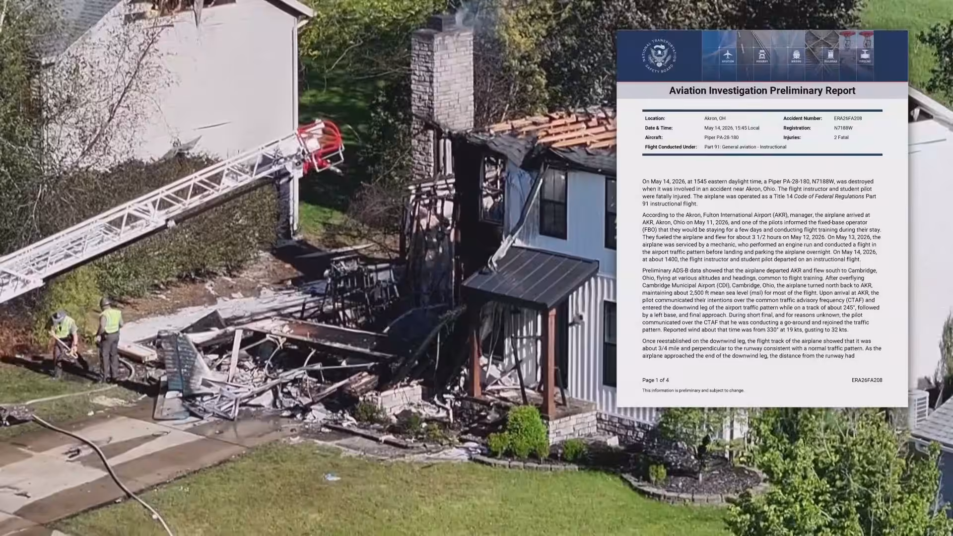 NTSB Issues Preliminary Report on Fatal Akron Plane Crash