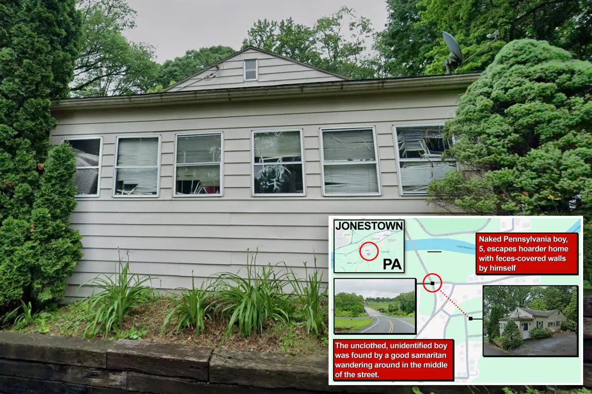 Naked Pennsylvania boy, 5, escapes hell house after spending most of his life locked inside feces-covered room; 3 adults arrested
