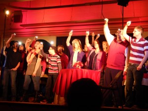 The whole cast joined in singing "Hey Jude" for the big finale. 