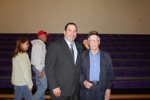 Pictured with Southern Local Schools Superintendent Tony Deem is Mr. Paul Beegle, a World War  II Veteran who was the special honoree at Southern’s Annual Veteran’s Day assembly. Mr. Beegle was inducted into the Army at Fort Hayes in Columbus on June 14, 1943 and was shipped overseas from Fort Lauson in Seattle, Washington.  He served in O’ahu Hawaii, the Marshall Islands, and Carolina Islands with his final tour overseas in Okinaua, Japan.