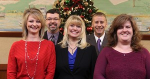  Left to right are newly promoted officers of Ohio Valley Bank: Angela Kinnaird, John Anderson, Kyla Carpenter, Allen Elliott, and Anita Good.