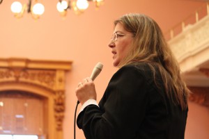 Rep. Debbie Phillips addresses collegeagues during a session of the House. File photo from the office of Rep. Phillips.