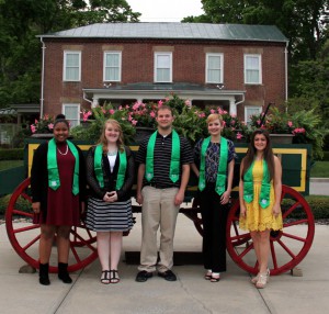 2016 Ohio Valley Bank 4-H Scholars (L-R): Chiauna Spaulding, Cabell County; Kassidy Barrett, Jackson County; Eric Blevins, Gallia County; Ashley Buchanan, Meigs County; and Katherine Deem, Mason County. Not pictured: Erin Brewster of Pike County.