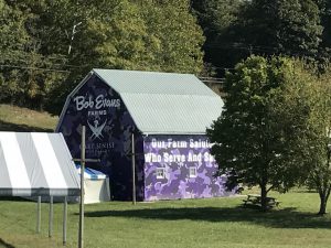To reinforce the company’s commitment to the military, earlier this year, Bob Evans Farms painted its iconic barn purple, a color that represents every branch of service. Photo by Carrie Gloeckner.