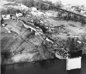 The twisted wreckage of the Ohio River Silver Bridge after it fell. File photo.